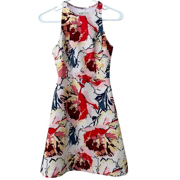 Abercrombie and Fitch floral halter mini key hole back spring colorful flowers S - Picture 2 of 15